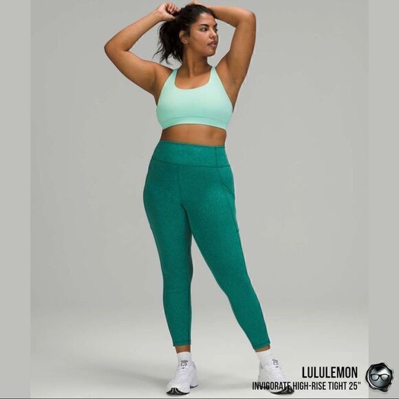 LULULEMON INVIGORATE HIGH-RISE LEGGINGS 25” IN TEAL LAGOON BLUE-GREEN PETITE NEW - Picture 3 of 15